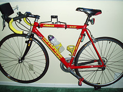 Red coloured mountain bike